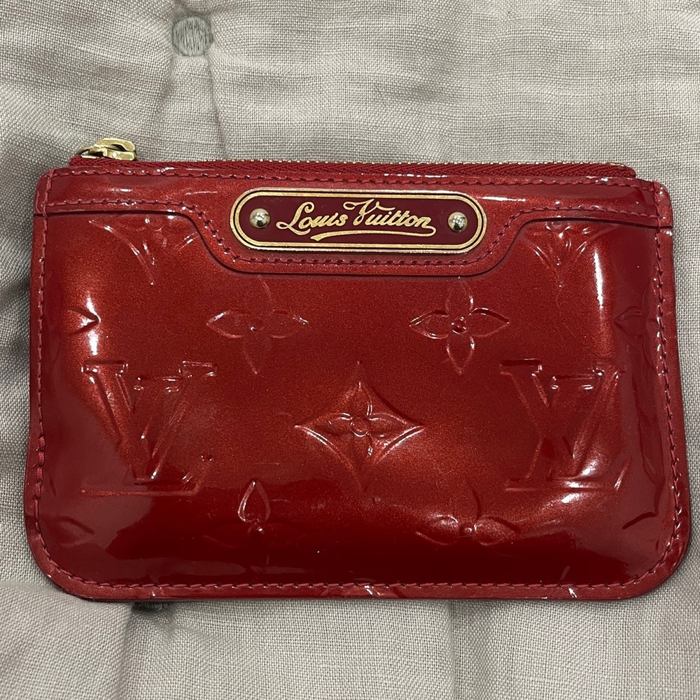 Louis Vuitton Red Monogram Vernis Leather Wallet Coin Pouch